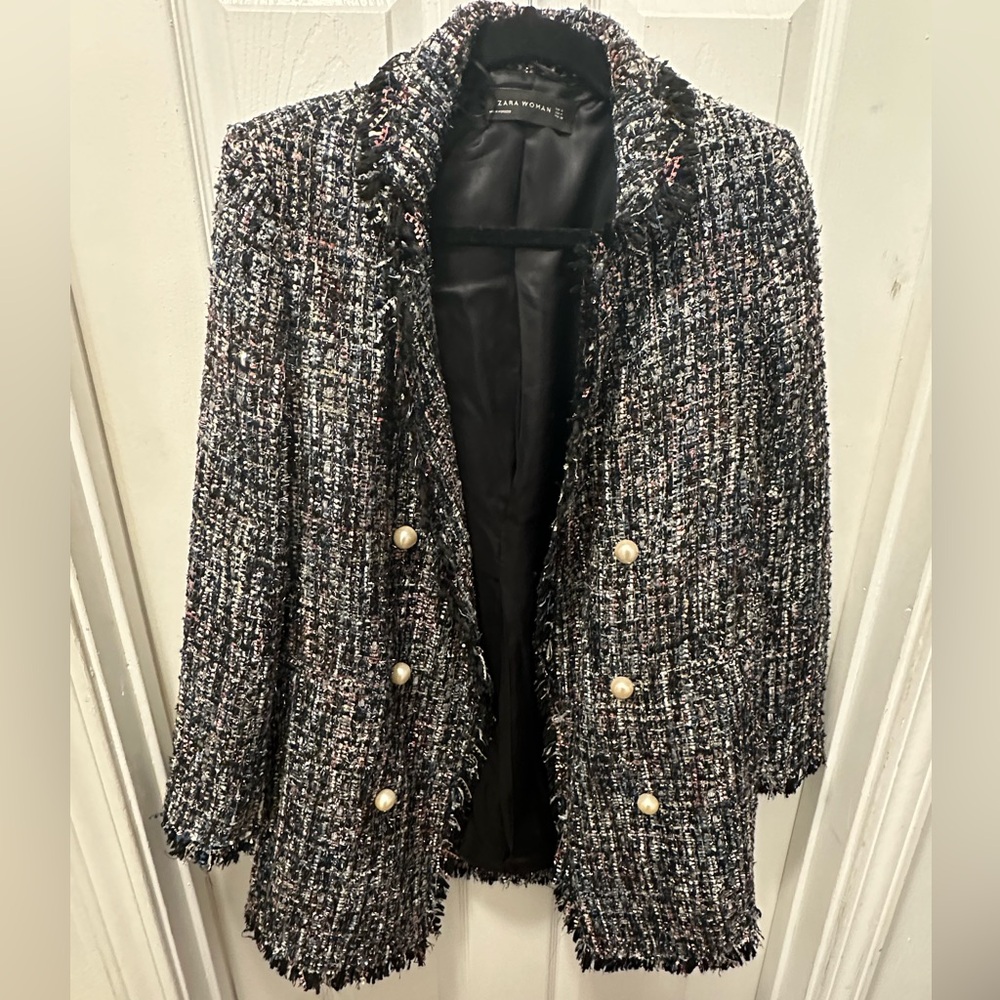 Zara colorful Tweed buttoned blazer